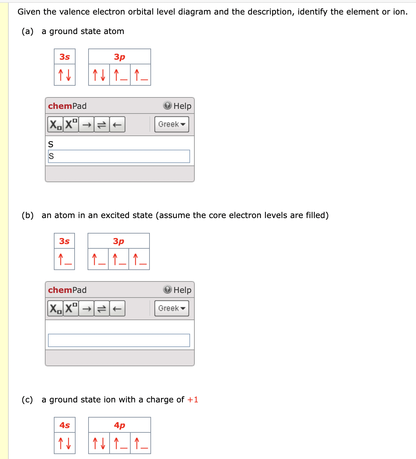 Solved Given The Valence Electron Orbital Level Diagram And | Chegg.com