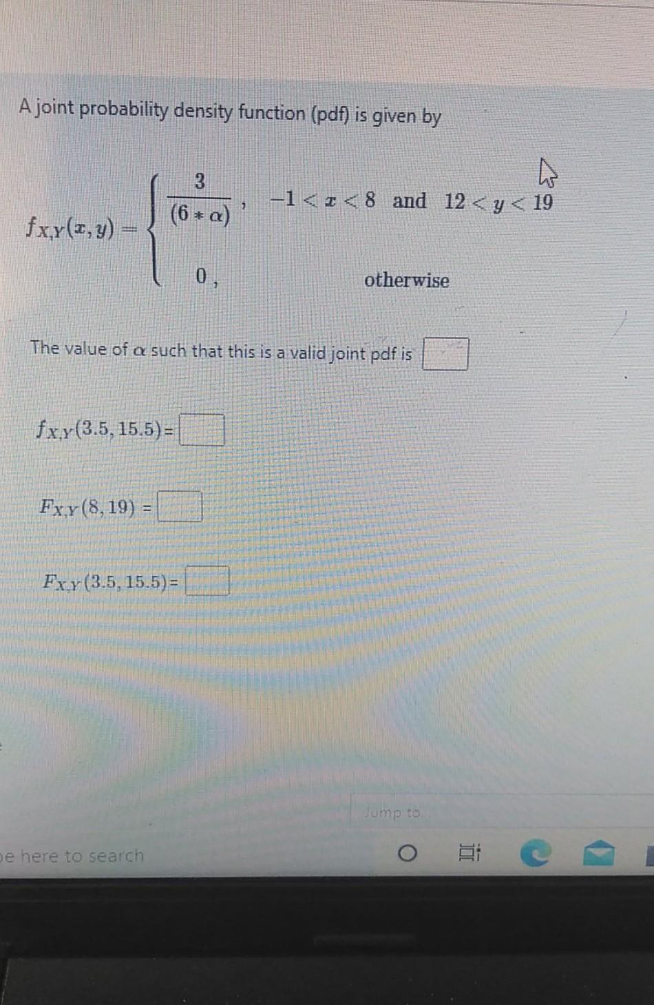 Solved A joint probability density function (pdf) is given | Chegg.com
