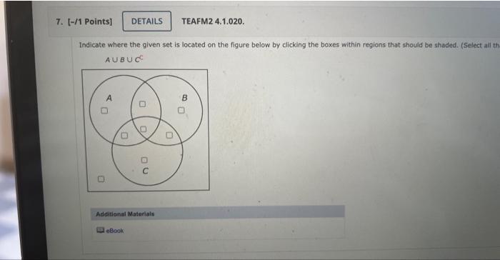 Solved Indicate where the given set is located on the figure | Chegg.com