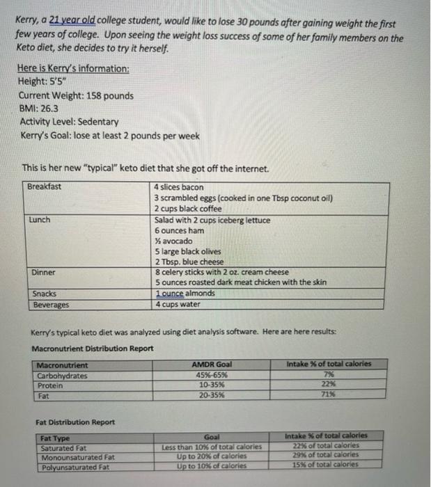 keto diet analysis assignment quizlet