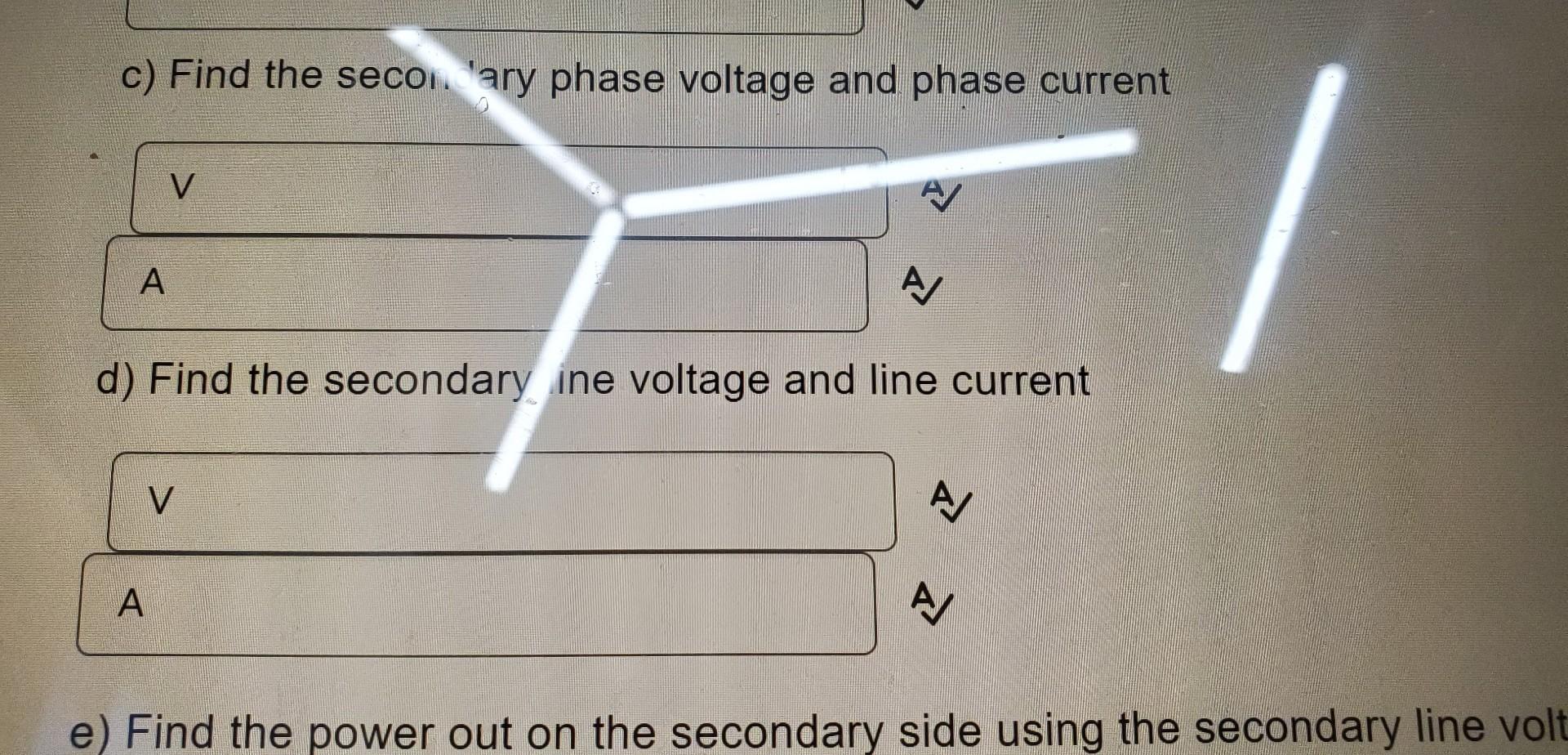 Solved The line voltage and line current of the primary of a | Chegg.com