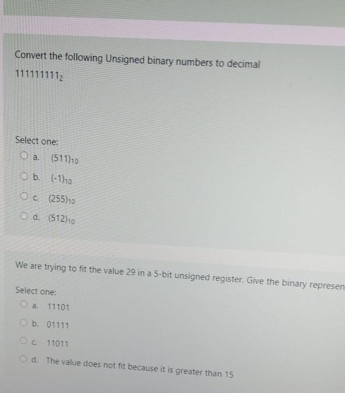 Solved Convert The Following Unsigned Binary Numbers To | Chegg.com