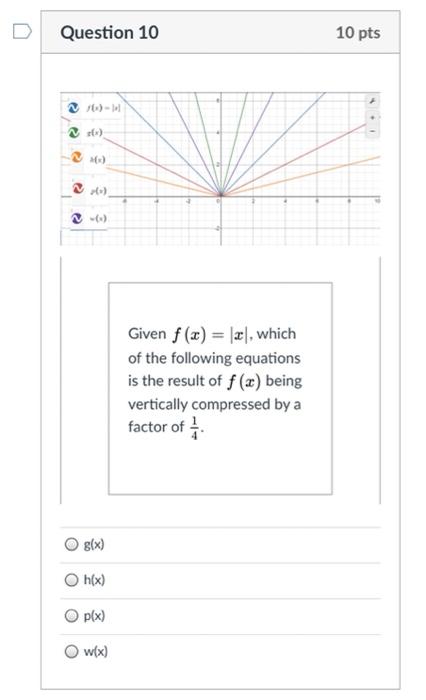 Solved Question 5 10 pts () 5 > Given f (x) = |x, which of | Chegg.com