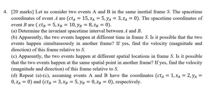 Solved 4. [20 marks] Let us consider two events A and B in | Chegg.com