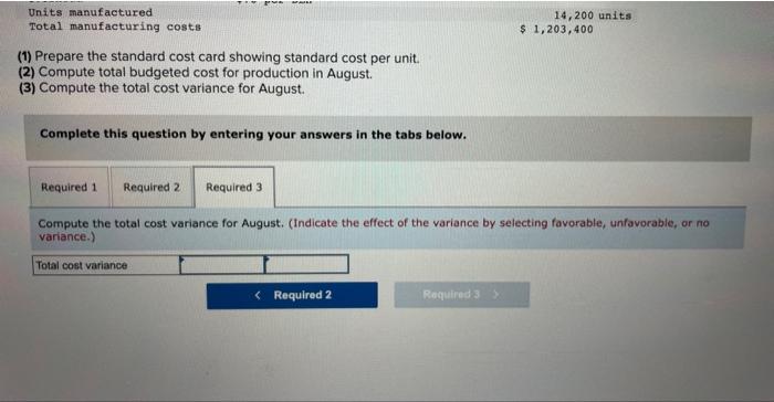 Solved Exercise 21-7 (Algo) Standard Cost Per Unit, Total | Chegg.com