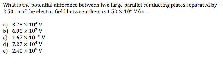 Solved What is the potential difference between two large | Chegg.com