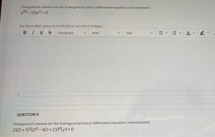 Solved Find general solution for the homogeneous linear | Chegg.com
