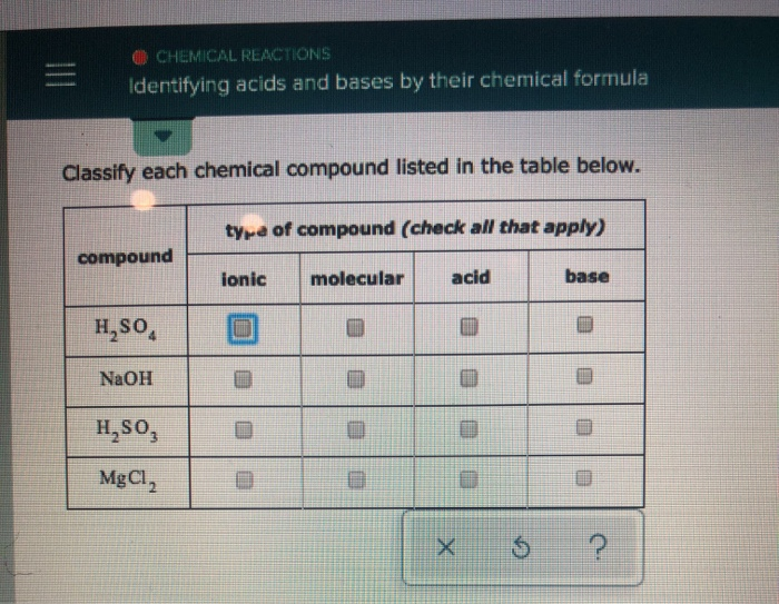 Solved Chemical Reactions Identifying Acids And Bases B Chegg Com