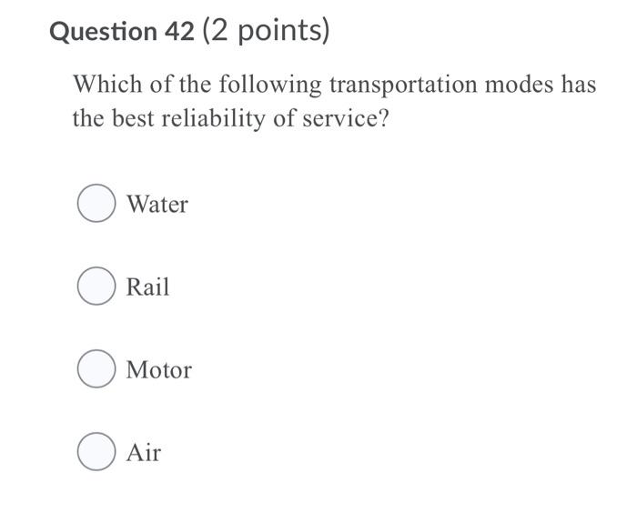 Solved Question 42 (2 points) Which of the following | Chegg.com