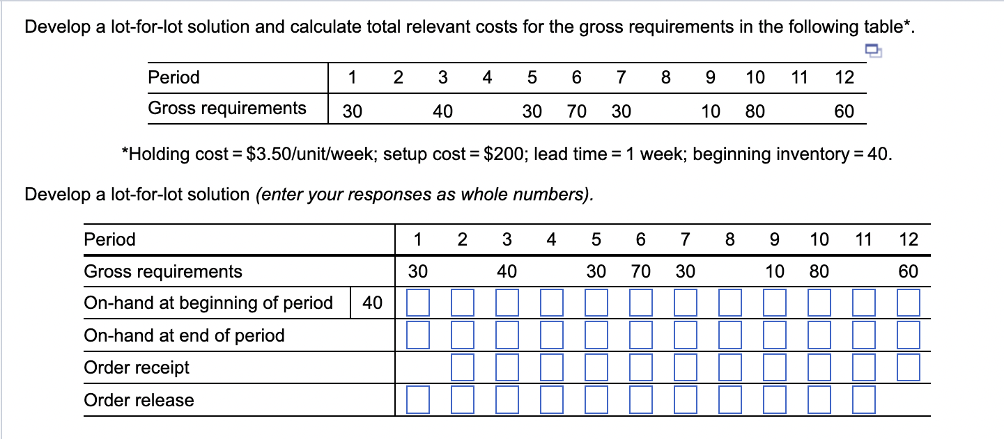 Solved Develop a lotforlot solution and calculate total