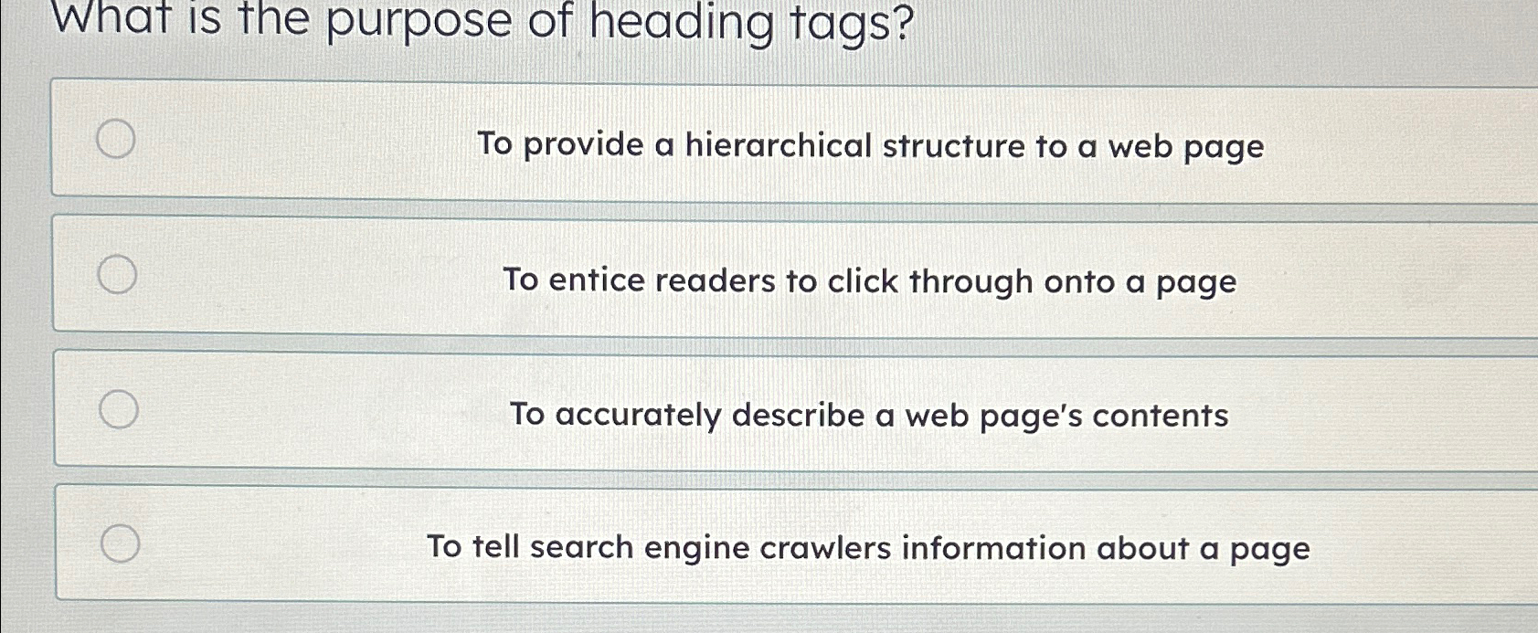 Solved What Is The Purpose Of Heading Tags?To Provide A 