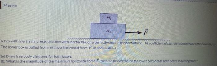 Solved 14 points m M A box with inertiami rests on a box | Chegg.com