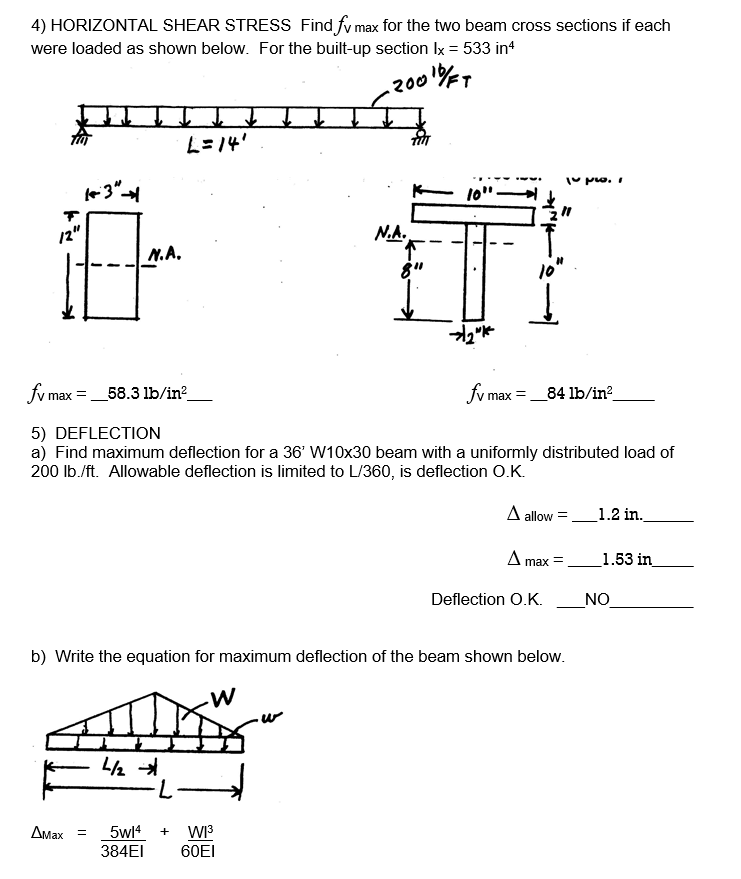 Solved HORIZONTAL SHEAR STRESS Find fv max ﻿for the two | Chegg.com