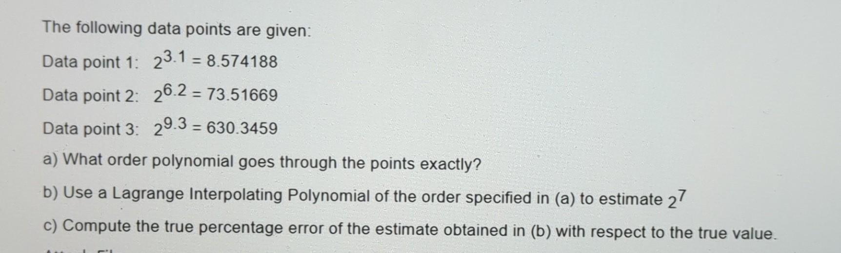 Solved The following data points are given: Data point 1: | Chegg.com