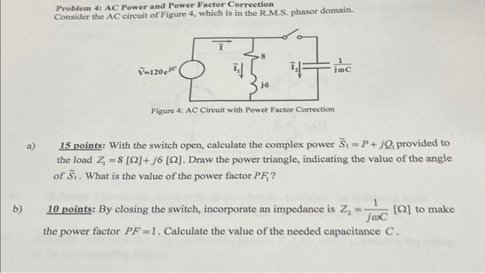 Solved Problem: AC Power and Power Factor Correction | Chegg.com