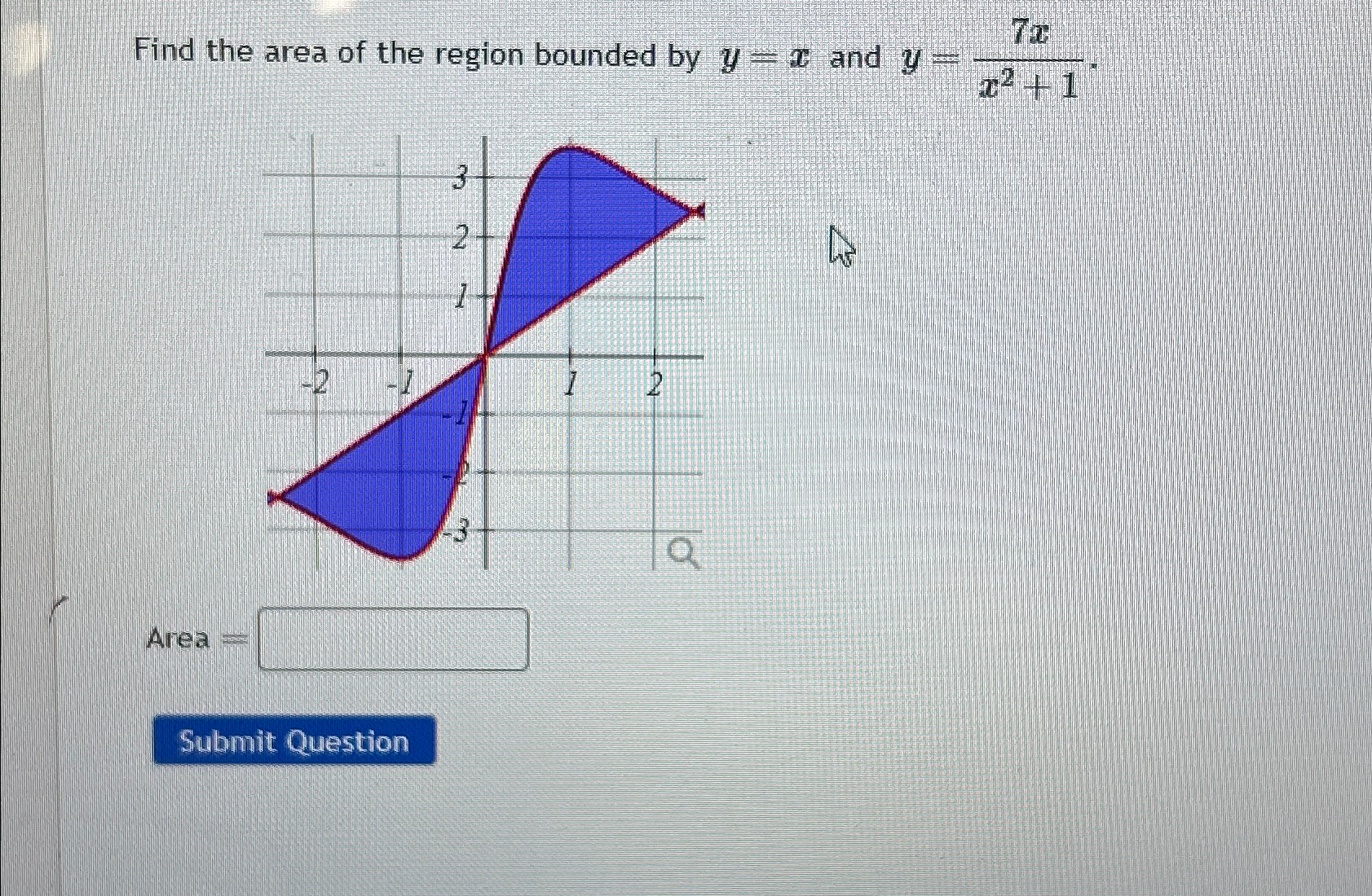 Solved Find the area of the region bounded by y=x ﻿and | Chegg.com