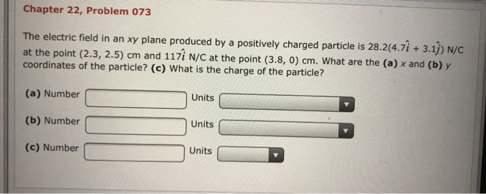 Solved Chapter 22, Problem 073 The electric field in an xy | Chegg.com
