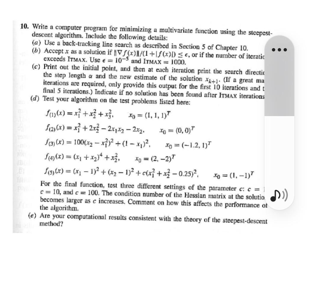 10. Write a computer program for minimizing a | Chegg.com