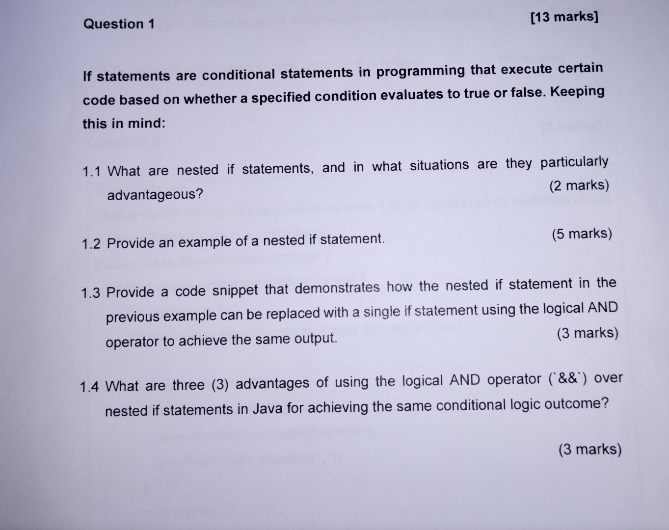 Solved Question 1[13 ﻿marks]If statements are conditional | Chegg.com
