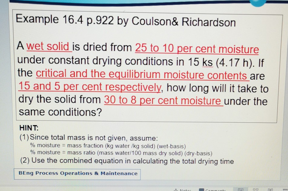 solved-example-16-4-p-922-by-coulson-richardson-a-wet-solid-chegg