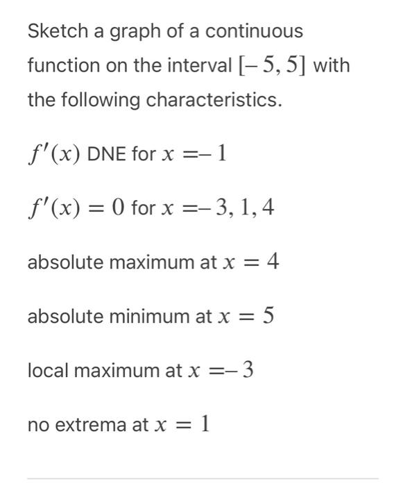 Solved Sketch a graph of a continuous function on the | Chegg.com