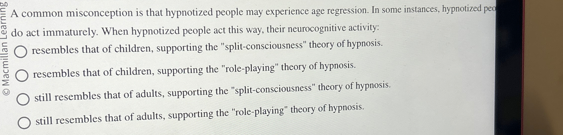 Solved A common misconception is that hypnotized people may | Chegg.com