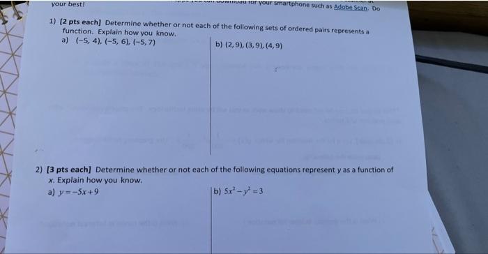 Solved 1) [2 pts each] Determine whether or not each of the | Chegg.com