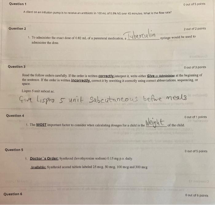 Solved Question 1 O out of 5 points A client on an infusion | Chegg.com