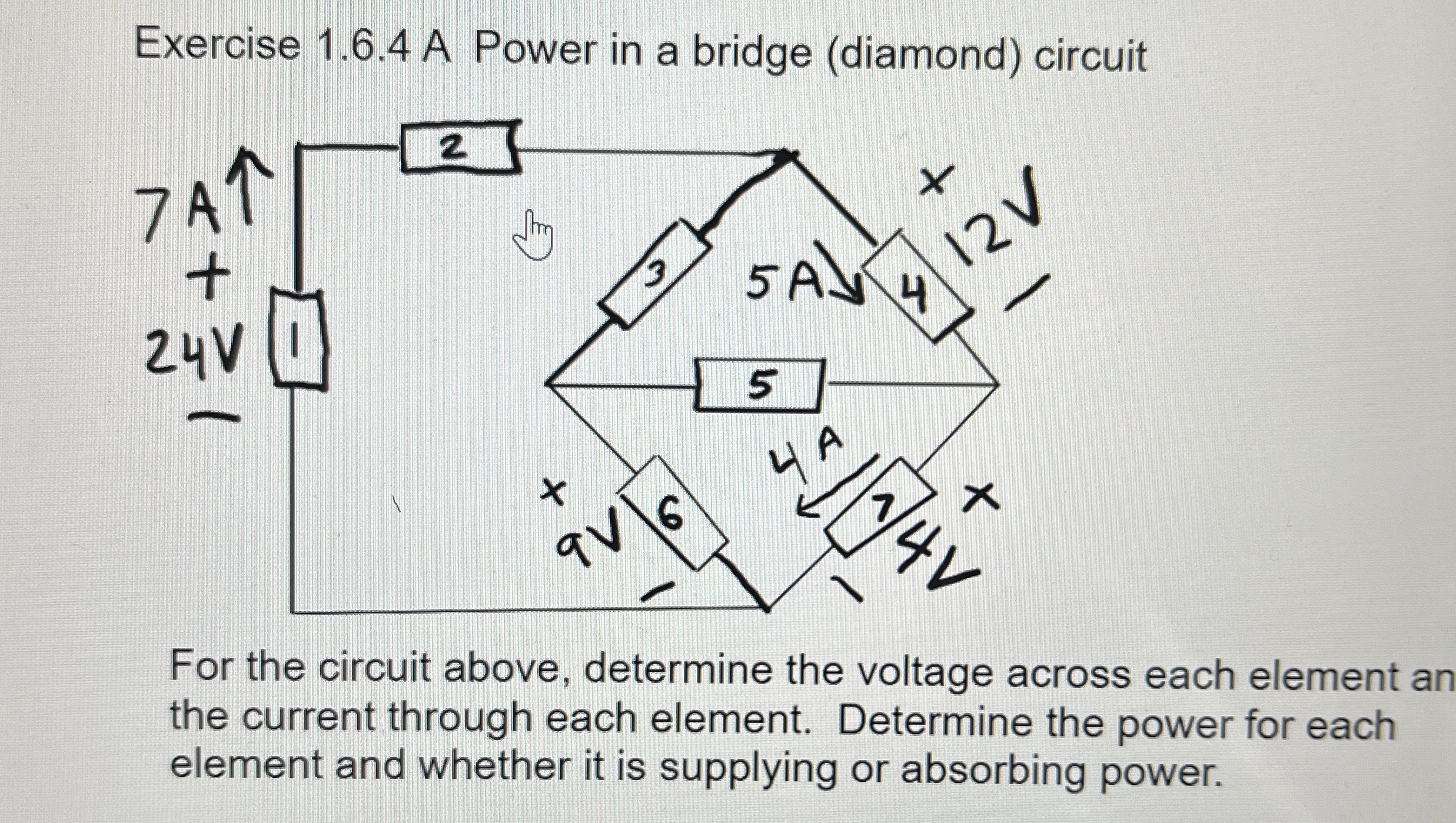 Exercise 1.6.4 ﻿A Power in a bridge (diamond) | Chegg.com
