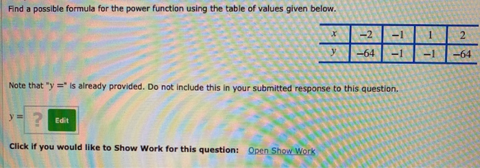 Solved Find a possible formula for the power function using | Chegg.com