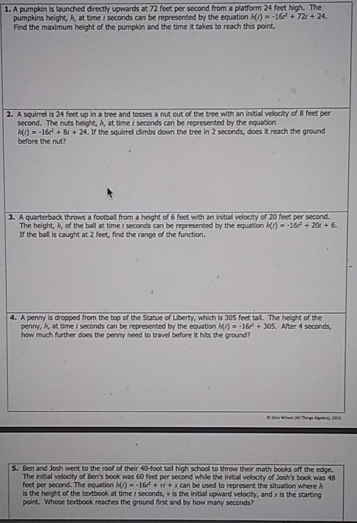 quadratic regression homework