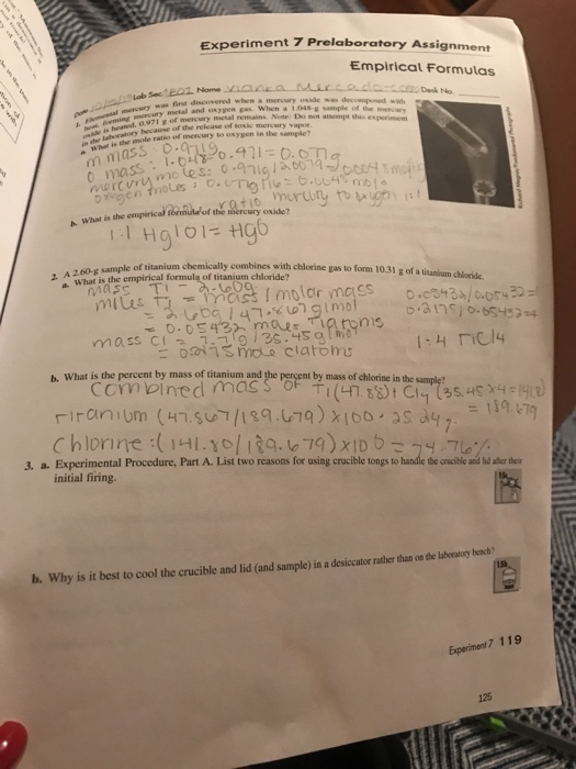 experiment 7 prelaboratory assignment empirical formulas