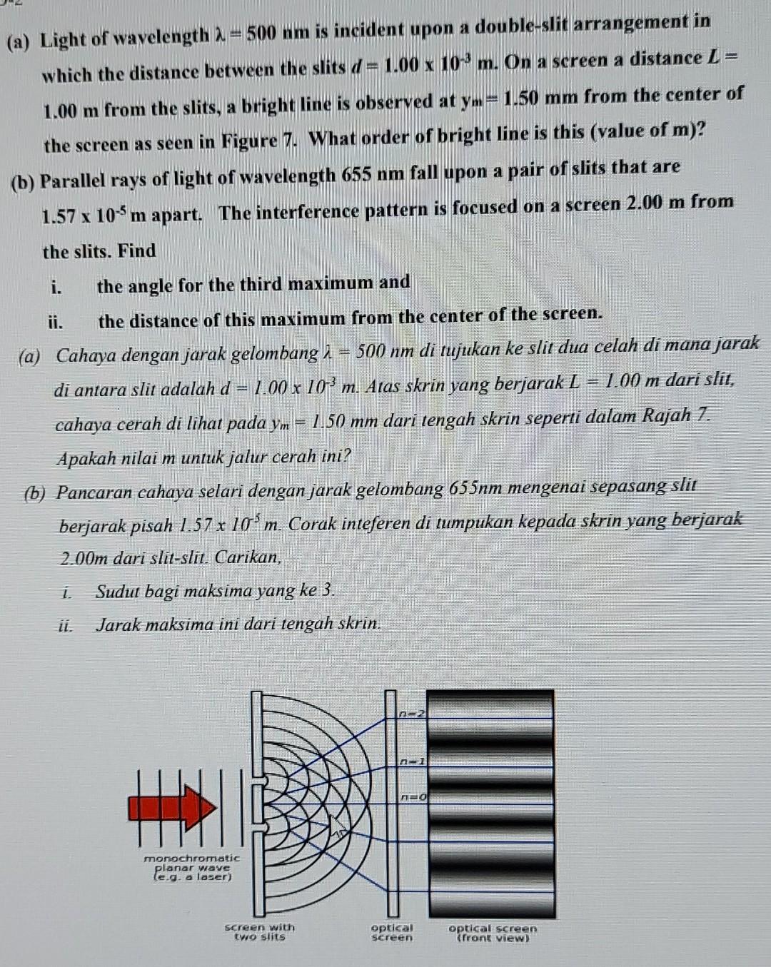light of wavelength 500 nm is incident on a slit