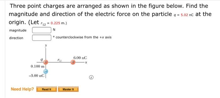 Solved Three Point Charges Are Arranged As Shown In The | Chegg.com