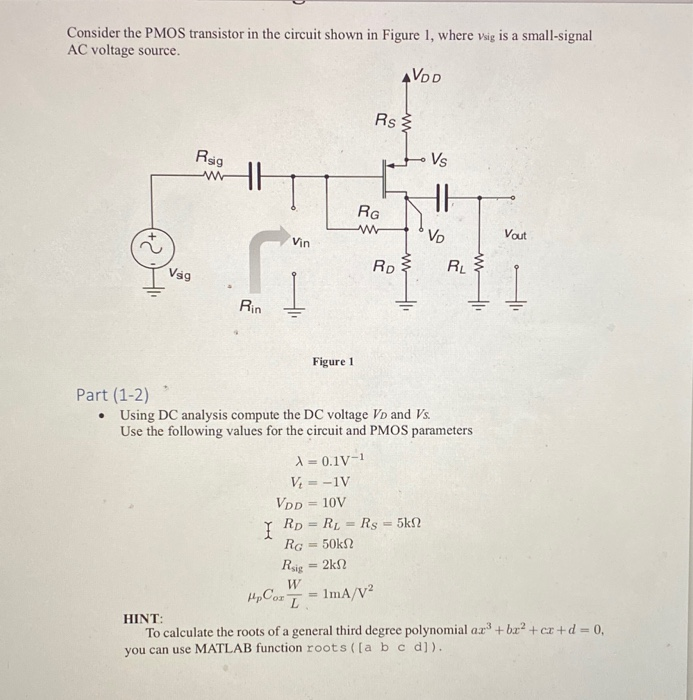 Solved Consider the PMOS transistor in the circuit shown in | Chegg.com