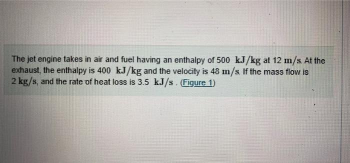 Solved The jet engine takes in air and fuel having an | Chegg.com