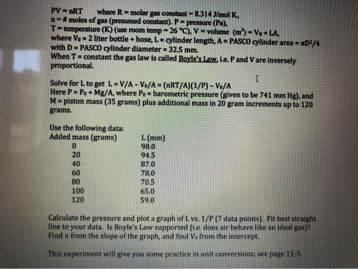 Solved Pv Nrt Where R Molar Gas Constant 8 314 J Mol Chegg Com