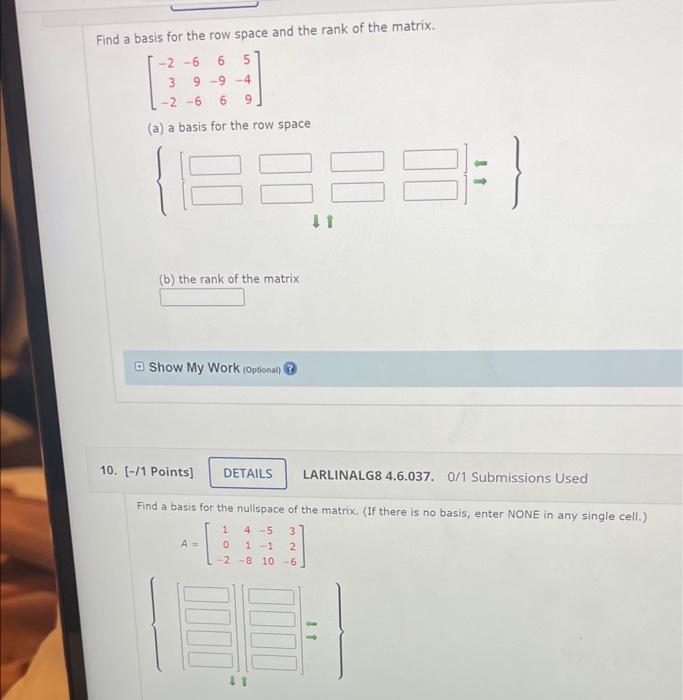 Solved Find a basis for the row space and the rank of the | Chegg.com