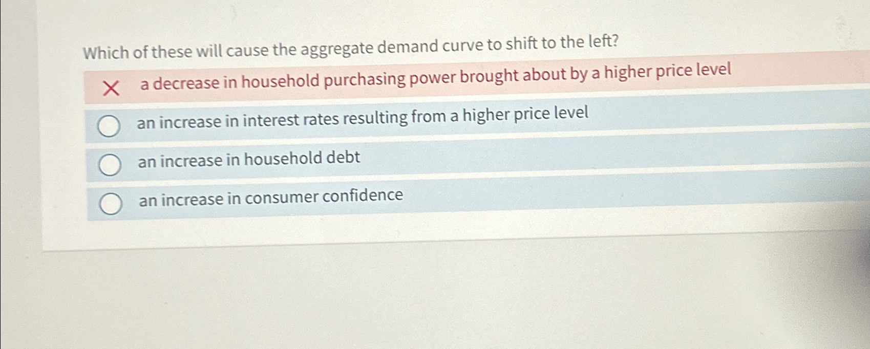 Solved Which of these will cause the aggregate demand curve | Chegg.com