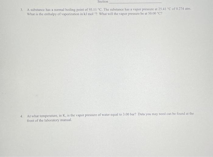 3. A substance has a normal boiling point of 93.11∘C. | Chegg.com