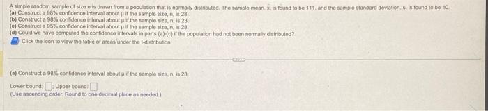 Solved A simple random sample of size n is drawn from a | Chegg.com