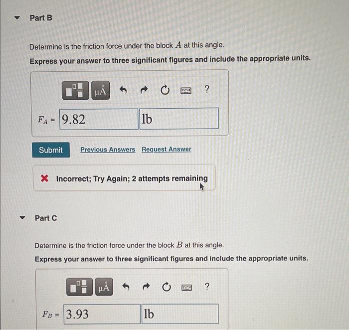 Solved Two blocks A and B shown in (Figure 1) have a weight | Chegg.com