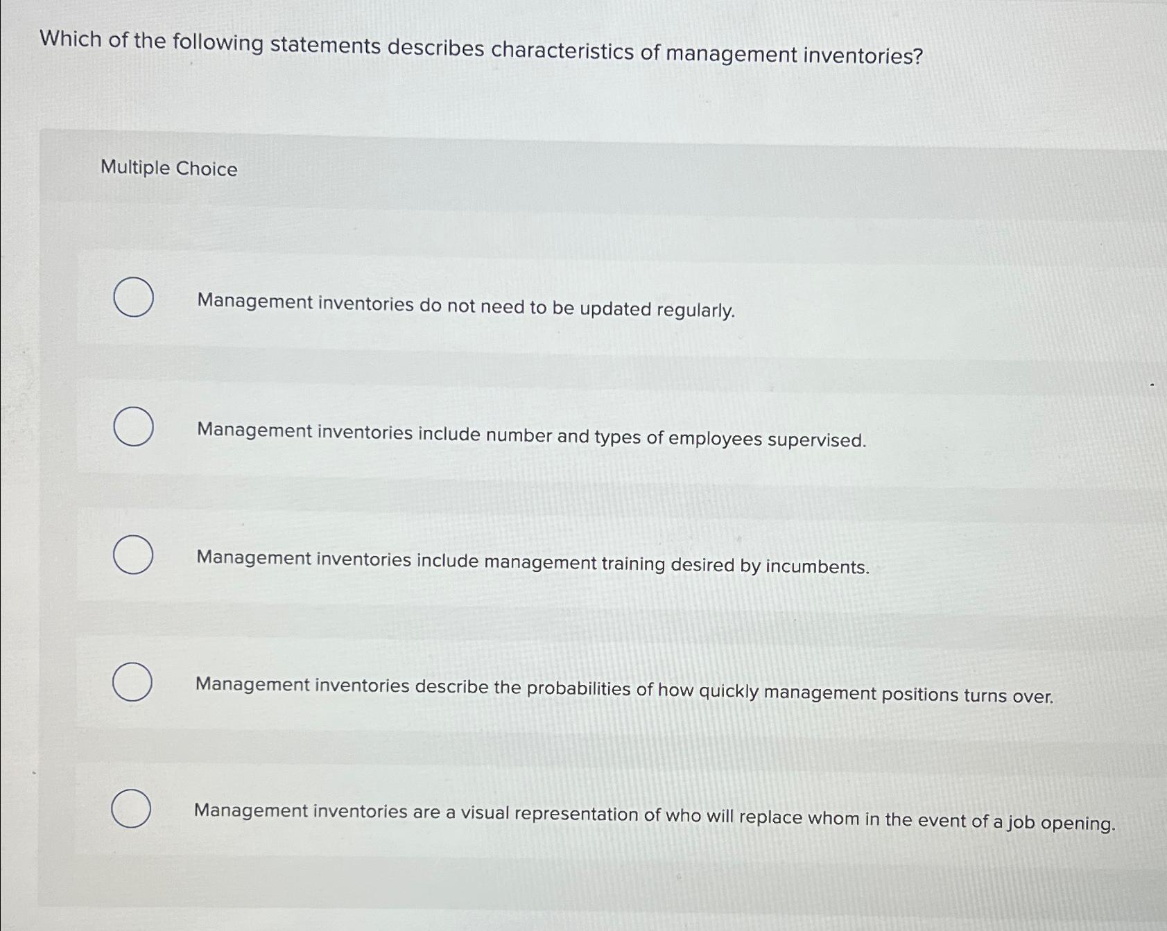 Solved Which of the following statements describes