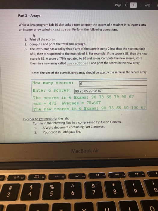 Solved Pages of 2 Part 2 - Arrays Write a Java program Lab | Chegg.com