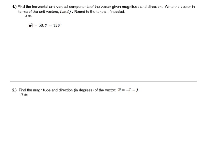 Solved 1.) Find the horizontal and vertical components of | Chegg.com