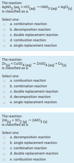 Solved The reaction: AgNO, (aq) + HCl(aq) + HNO3 (aq) + | Chegg.com