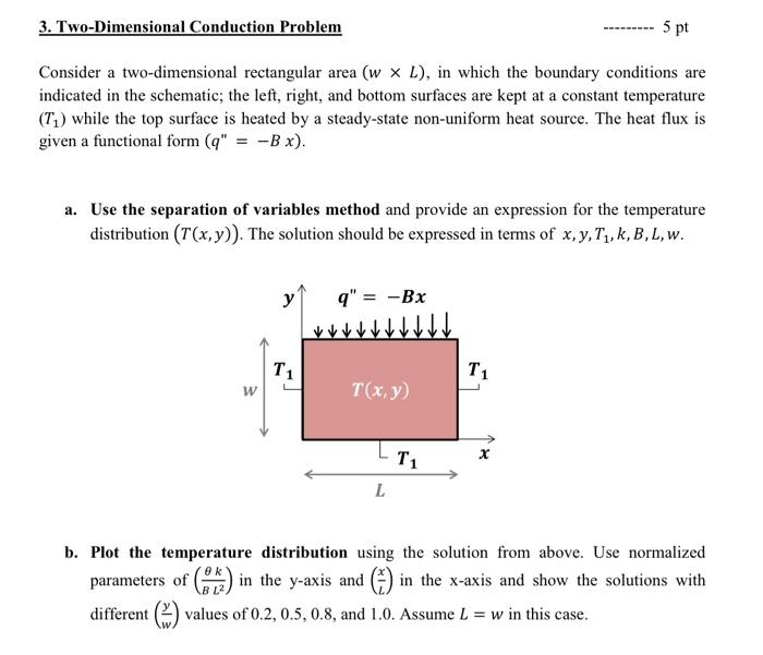 Solved 3. Two-Dimensional Conduction Problem 5 pt Consider a | Chegg.com