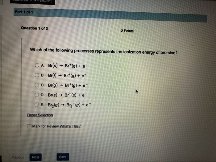 Solved Part 1 of 1 Question 1 of 3 2 Points Which of the