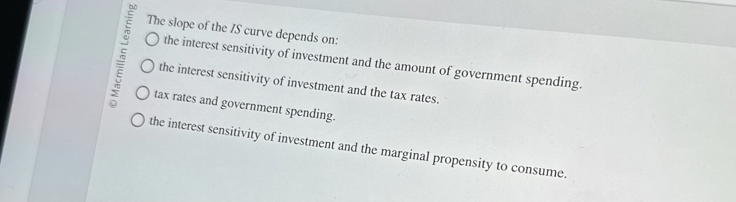 Solved the interest sensitivity of investment and the amount