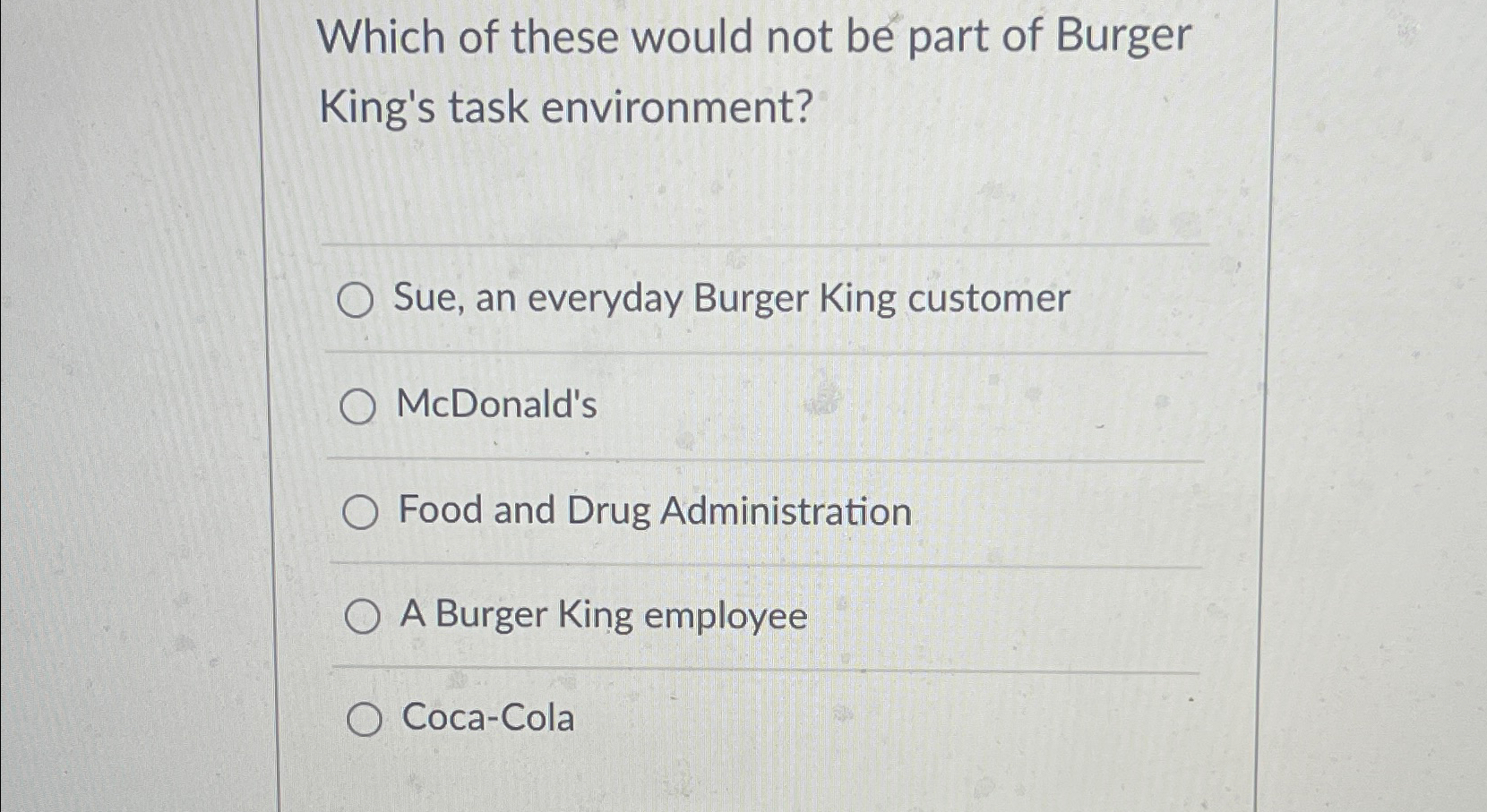 Solved Which of these would not be part of Burger King's | Chegg.com